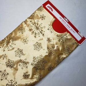 Gold Glitter 48" Christmas Tree Skirt Snowflakes